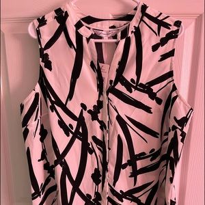 NWT Foxcroft sleeveless blouse black/white sz 14